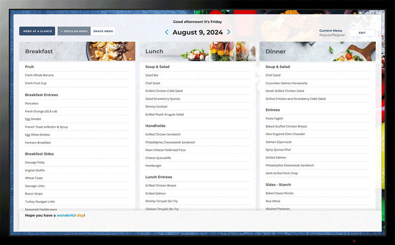 Touchscreen Menu Screens Touchscreen Menu Screens